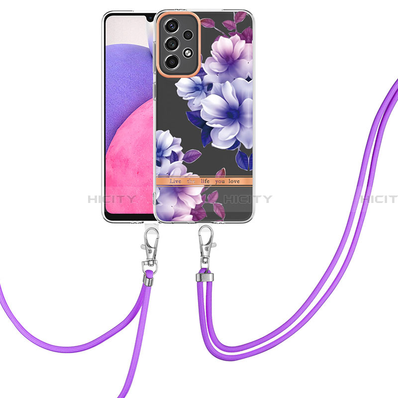 Coque Silicone Motif Fantaisie Souple Couleur Unie Etui Housse avec Laniere Strap Y06B pour Samsung Galaxy A33 5G Plus