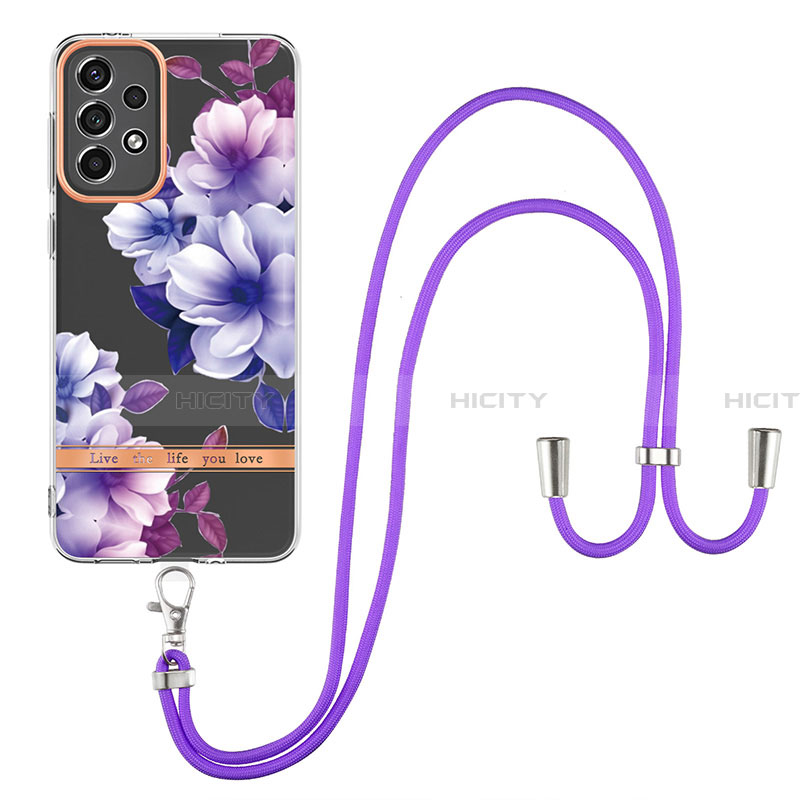 Coque Silicone Motif Fantaisie Souple Couleur Unie Etui Housse avec Laniere Strap Y06B pour Samsung Galaxy A33 5G Plus