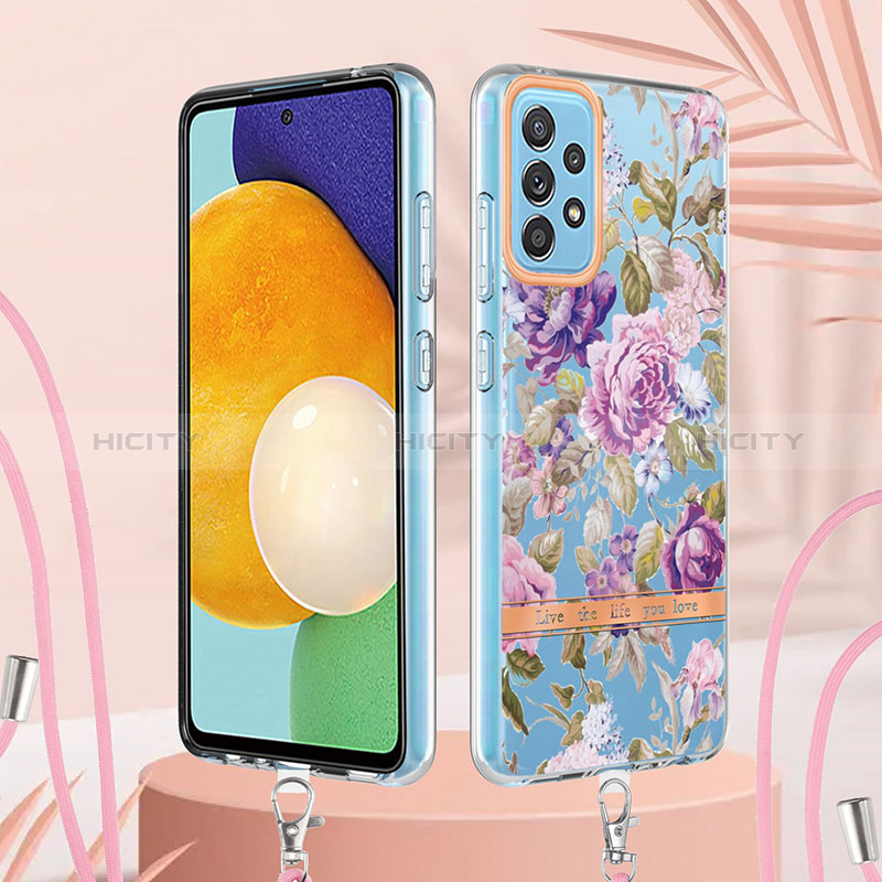 Coque Silicone Motif Fantaisie Souple Couleur Unie Etui Housse avec Laniere Strap Y06B pour Samsung Galaxy A52s 5G Plus