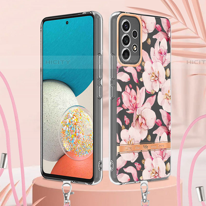 Coque Silicone Motif Fantaisie Souple Couleur Unie Etui Housse avec Laniere Strap Y06B pour Samsung Galaxy A53 5G Plus