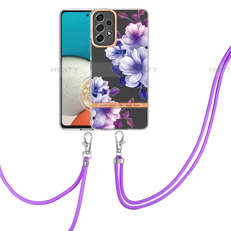 Coque Silicone Motif Fantaisie Souple Couleur Unie Etui Housse avec Laniere Strap Y06B pour Samsung Galaxy A53 5G Plus