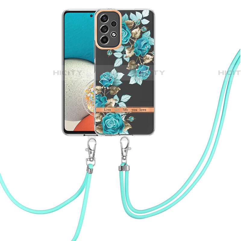 Coque Silicone Motif Fantaisie Souple Couleur Unie Etui Housse avec Laniere Strap Y06B pour Samsung Galaxy A53 5G Plus