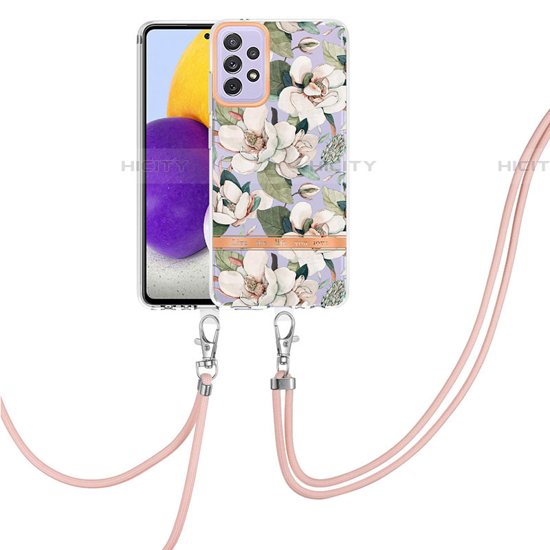 Coque Silicone Motif Fantaisie Souple Couleur Unie Etui Housse avec Laniere Strap Y06B pour Samsung Galaxy A72 4G Plus