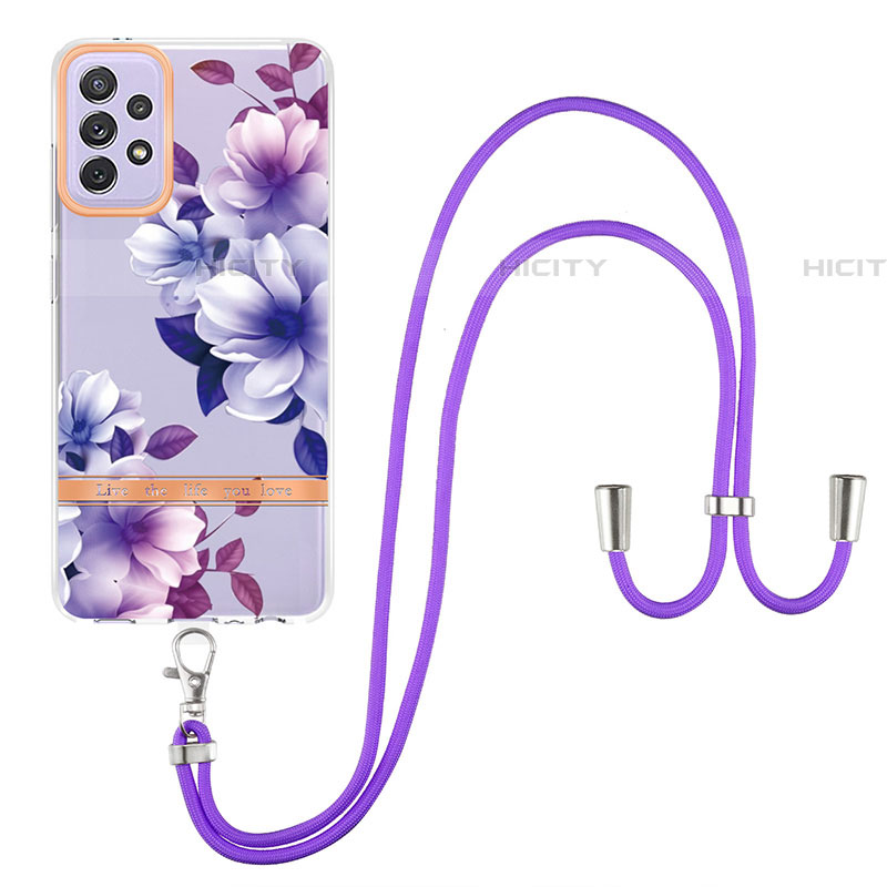 Coque Silicone Motif Fantaisie Souple Couleur Unie Etui Housse avec Laniere Strap Y06B pour Samsung Galaxy A72 5G Plus