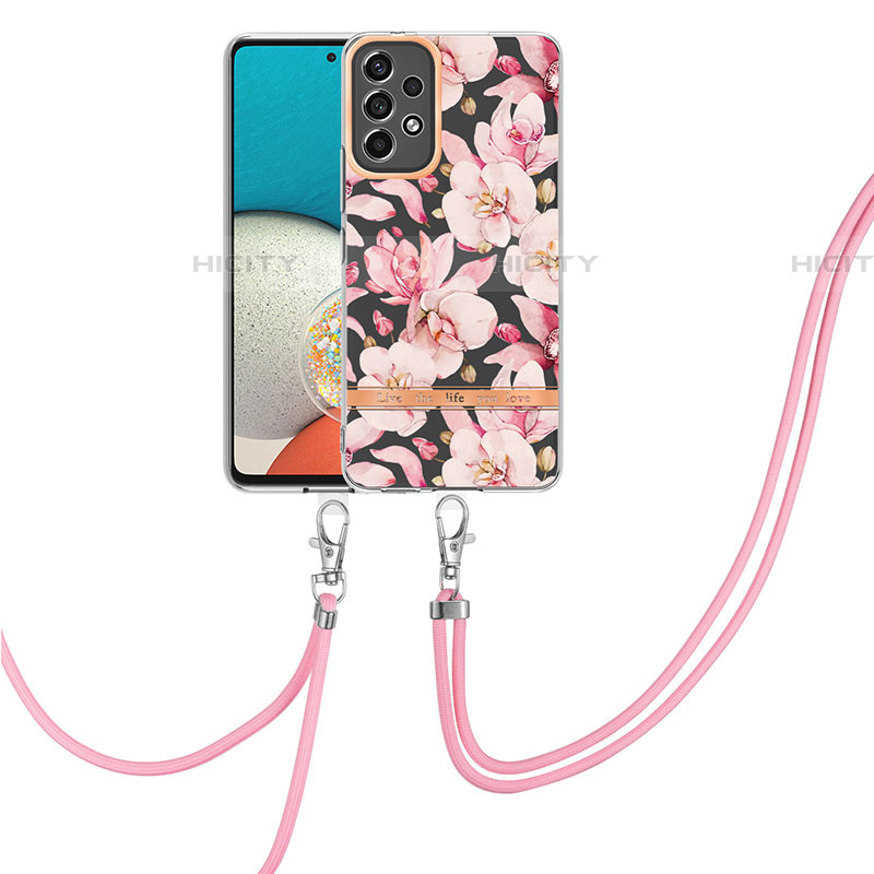 Coque Silicone Motif Fantaisie Souple Couleur Unie Etui Housse avec Laniere Strap Y06B pour Samsung Galaxy A73 5G Plus