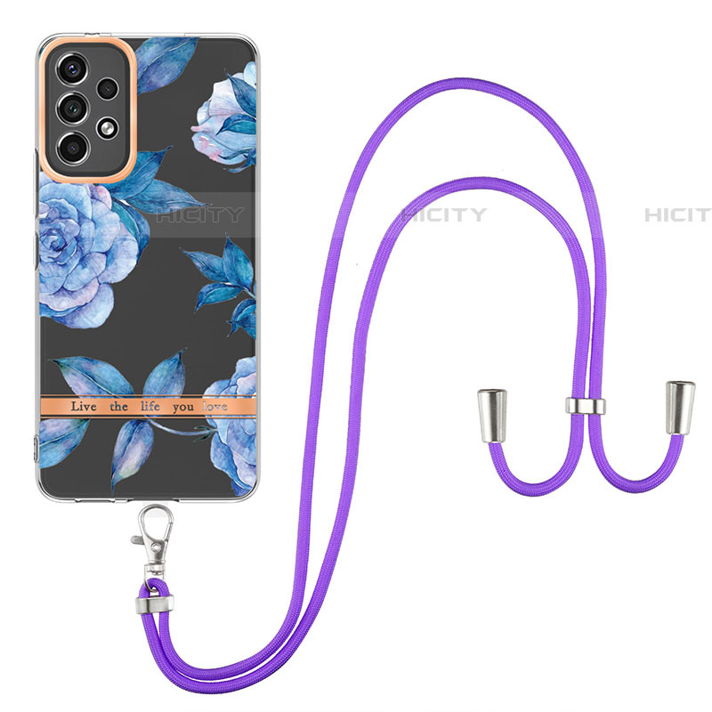 Coque Silicone Motif Fantaisie Souple Couleur Unie Etui Housse avec Laniere Strap Y06B pour Samsung Galaxy A73 5G Plus