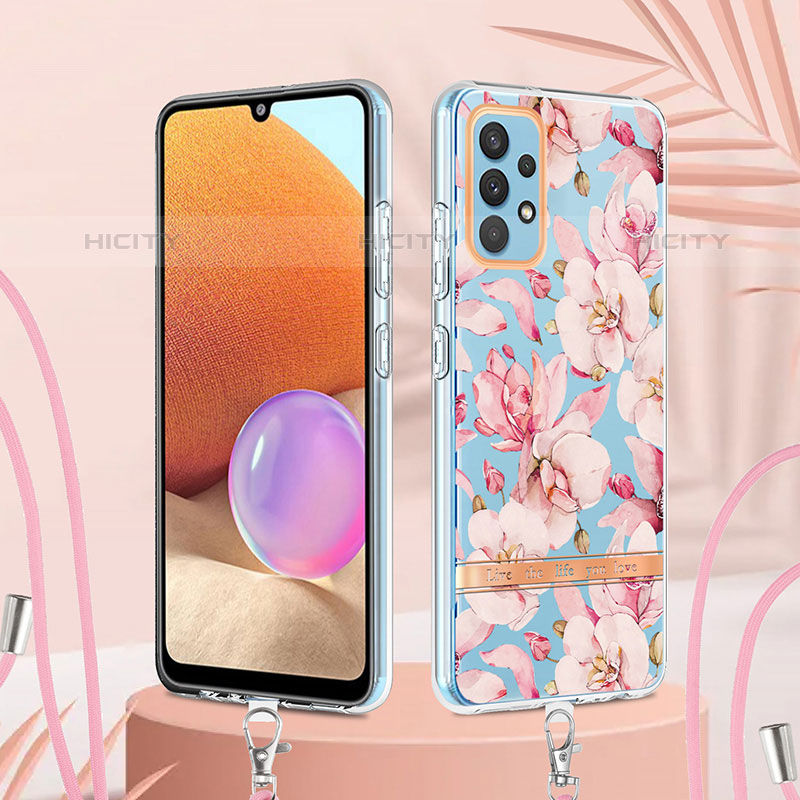 Coque Silicone Motif Fantaisie Souple Couleur Unie Etui Housse avec Laniere Strap Y06B pour Samsung Galaxy M32 5G Plus