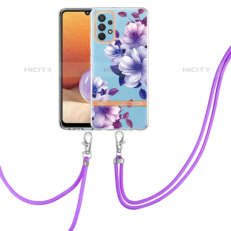 Coque Silicone Motif Fantaisie Souple Couleur Unie Etui Housse avec Laniere Strap Y06B pour Samsung Galaxy M32 5G Plus