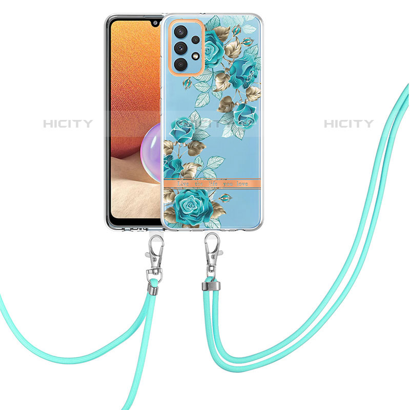 Coque Silicone Motif Fantaisie Souple Couleur Unie Etui Housse avec Laniere Strap Y06B pour Samsung Galaxy M32 5G Plus