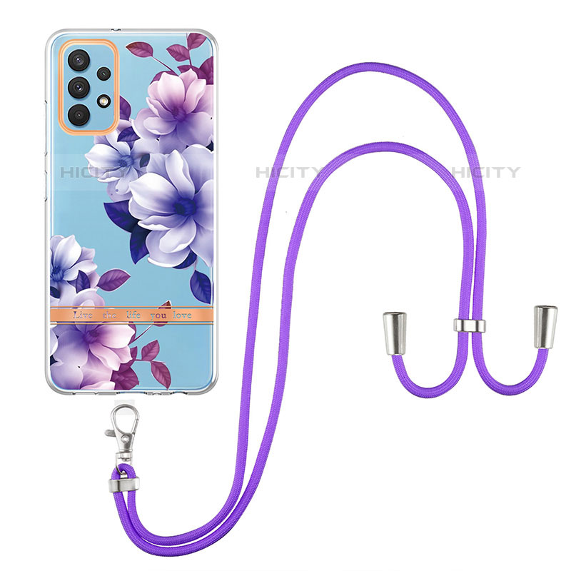 Coque Silicone Motif Fantaisie Souple Couleur Unie Etui Housse avec Laniere Strap Y06B pour Samsung Galaxy M32 5G Plus