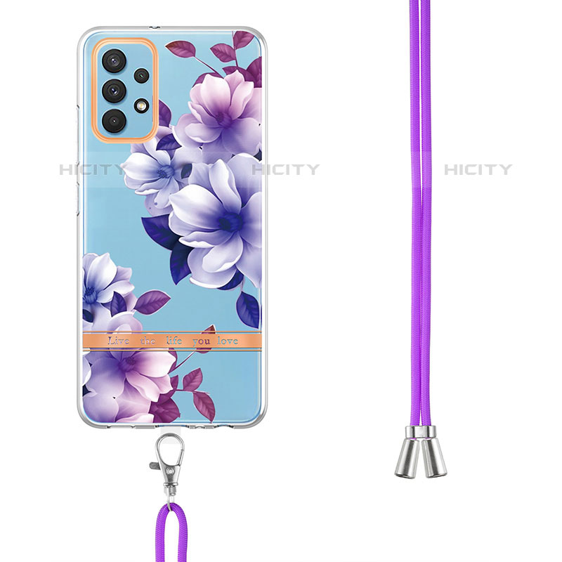 Coque Silicone Motif Fantaisie Souple Couleur Unie Etui Housse avec Laniere Strap Y06B pour Samsung Galaxy M32 5G Plus