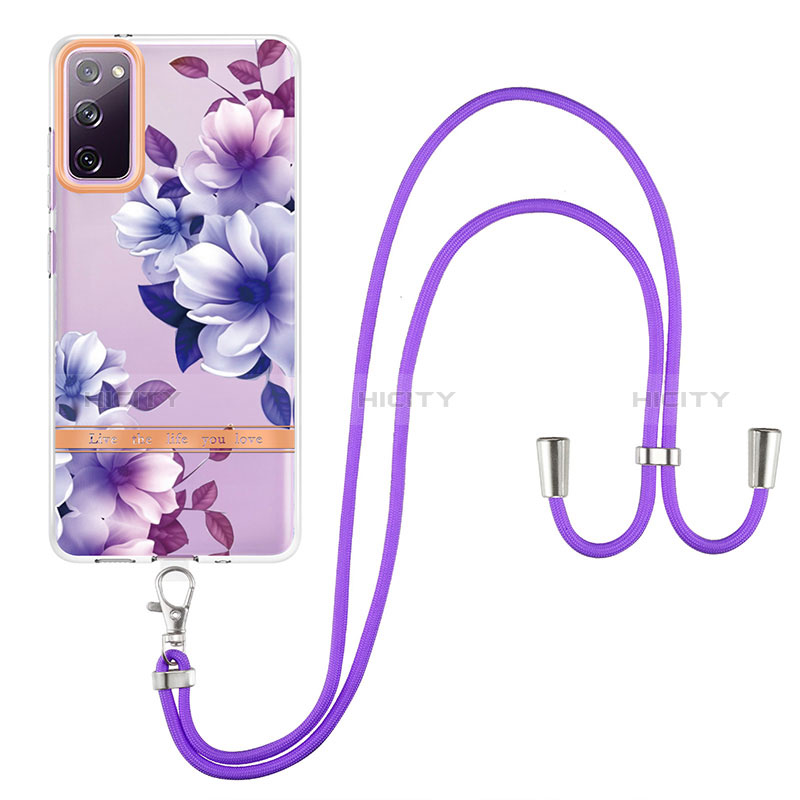 Coque Silicone Motif Fantaisie Souple Couleur Unie Etui Housse avec Laniere Strap Y06B pour Samsung Galaxy S20 FE (2022) 5G Plus