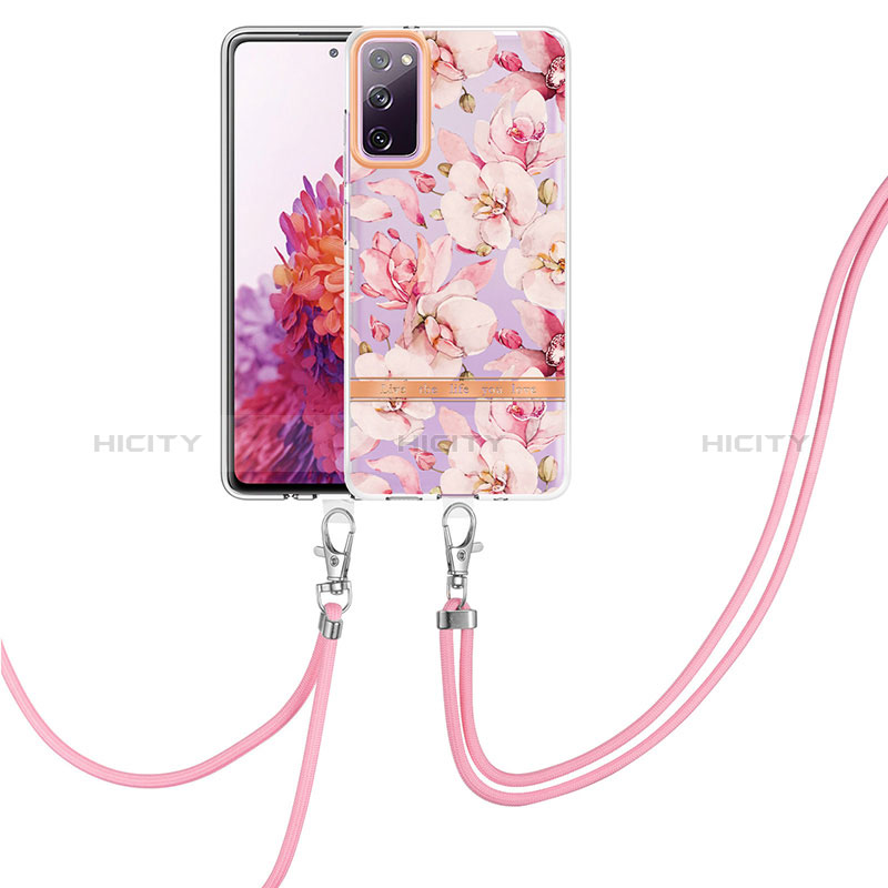 Coque Silicone Motif Fantaisie Souple Couleur Unie Etui Housse avec Laniere Strap Y06B pour Samsung Galaxy S20 FE (2022) 5G Rose Plus