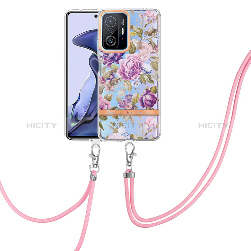 Coque Silicone Motif Fantaisie Souple Couleur Unie Etui Housse avec Laniere Strap Y06B pour Xiaomi Mi 11T 5G Violet Clair Plus