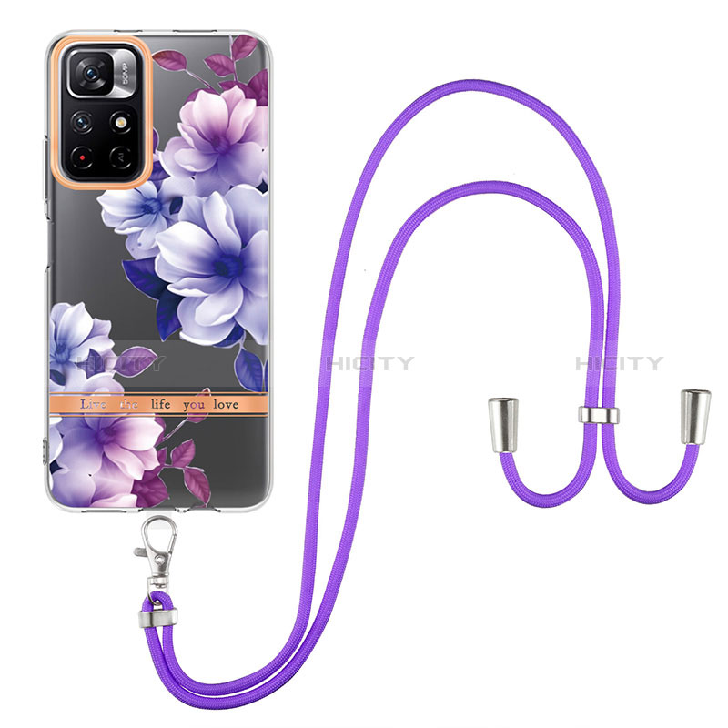 Coque Silicone Motif Fantaisie Souple Couleur Unie Etui Housse avec Laniere Strap Y06B pour Xiaomi Poco M4 Pro 5G Plus