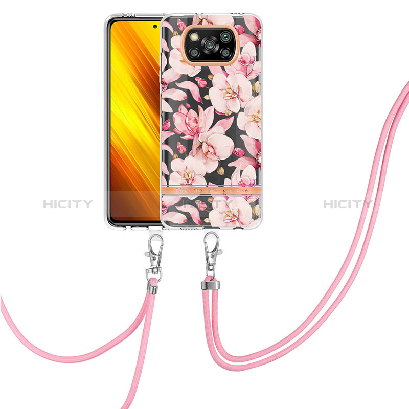 Coque Silicone Motif Fantaisie Souple Couleur Unie Etui Housse avec Laniere Strap Y06B pour Xiaomi Poco X3 NFC Plus