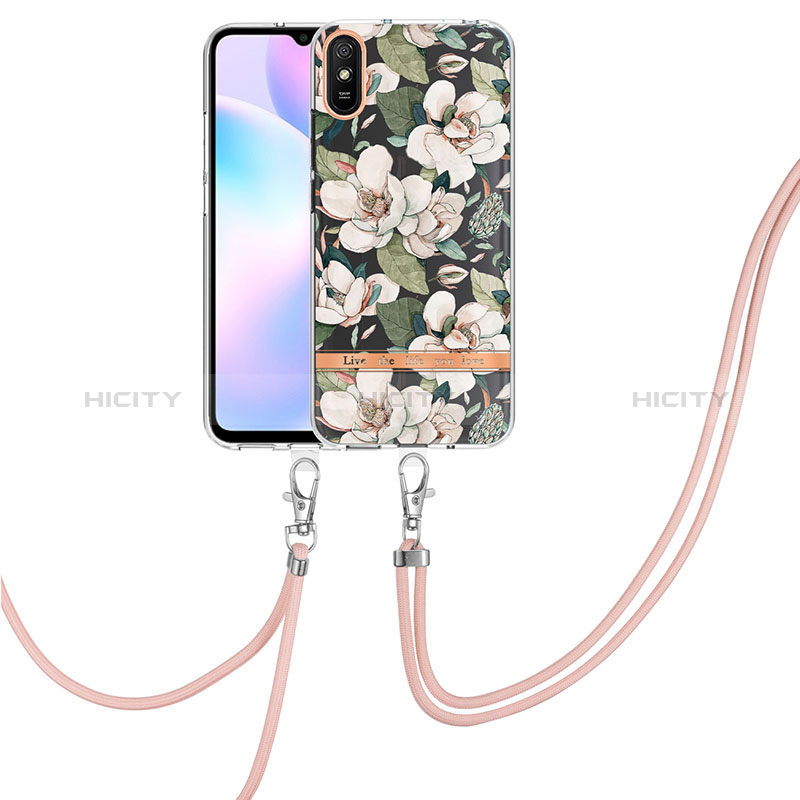 Coque Silicone Motif Fantaisie Souple Couleur Unie Etui Housse avec Laniere Strap Y06B pour Xiaomi Redmi 9A Plus