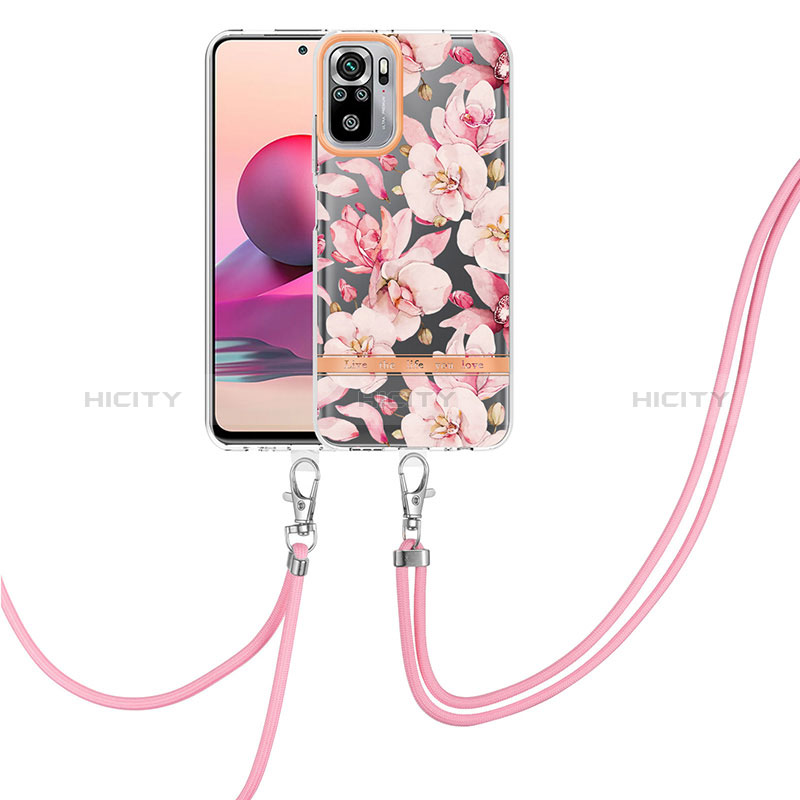 Coque Silicone Motif Fantaisie Souple Couleur Unie Etui Housse avec Laniere Strap Y06B pour Xiaomi Redmi Note 10 4G Plus