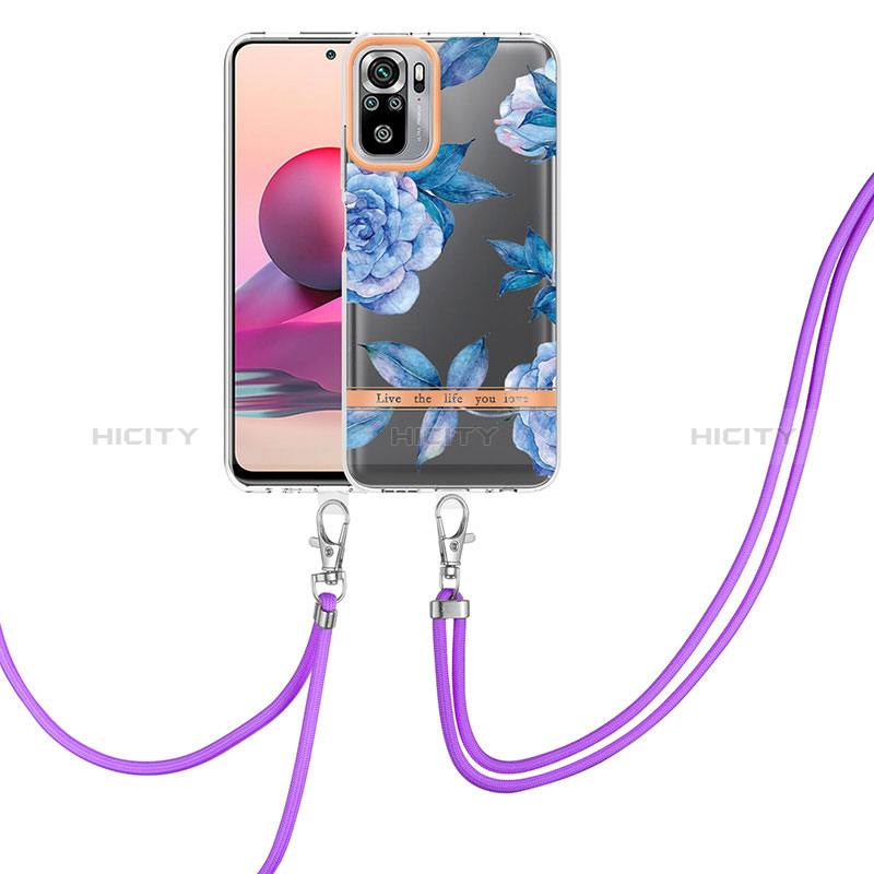 Coque Silicone Motif Fantaisie Souple Couleur Unie Etui Housse avec Laniere Strap Y06B pour Xiaomi Redmi Note 10 4G Plus