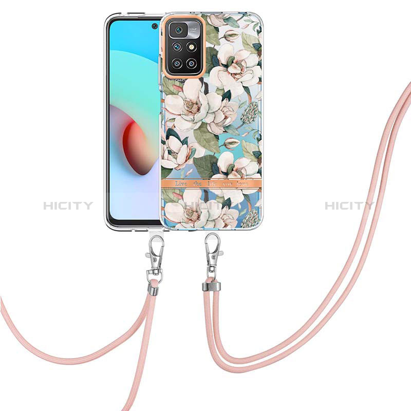 Coque Silicone Motif Fantaisie Souple Couleur Unie Etui Housse avec Laniere Strap Y06B pour Xiaomi Redmi Note 11 4G (2021) Blanc Plus