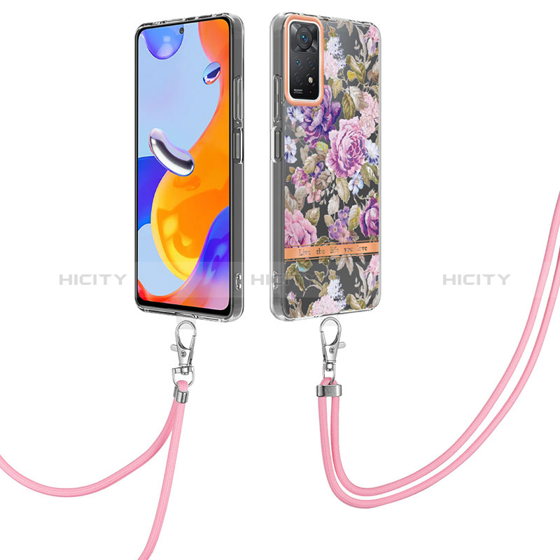 Coque Silicone Motif Fantaisie Souple Couleur Unie Etui Housse avec Laniere Strap Y06B pour Xiaomi Redmi Note 11 Pro 4G Plus