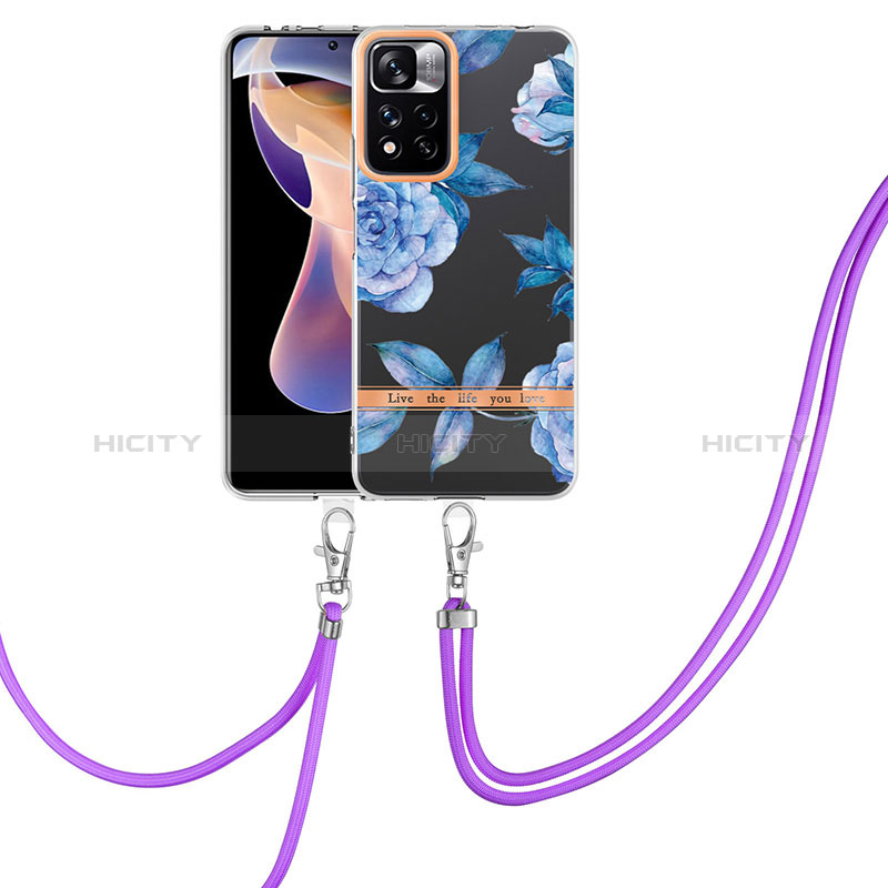 Coque Silicone Motif Fantaisie Souple Couleur Unie Etui Housse avec Laniere Strap Y06B pour Xiaomi Redmi Note 11 Pro+ Plus 5G Plus