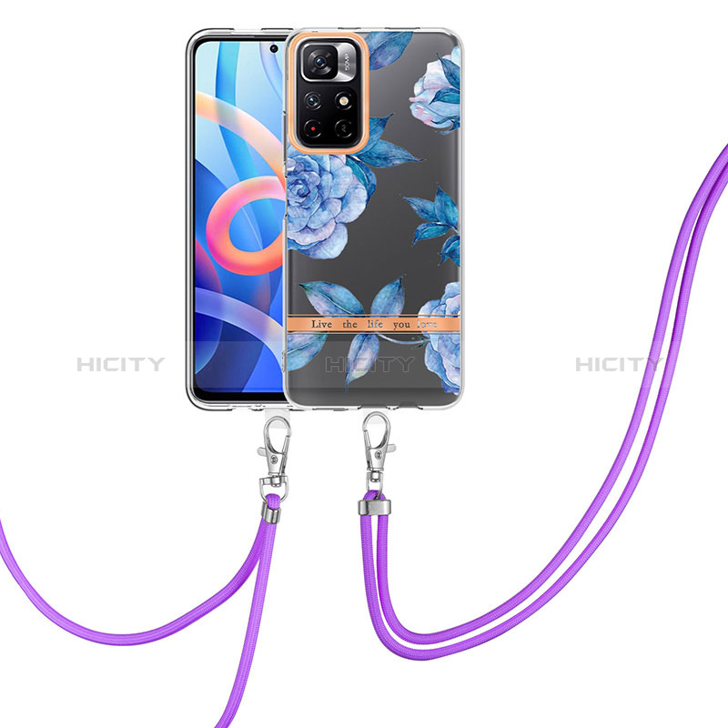 Coque Silicone Motif Fantaisie Souple Couleur Unie Etui Housse avec Laniere Strap Y06B pour Xiaomi Redmi Note 11S 5G Plus