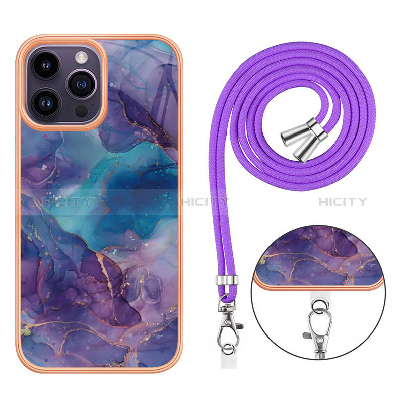 Coque Silicone Motif Fantaisie Souple Couleur Unie Etui Housse avec Laniere Strap Y07B pour Apple iPhone 13 Pro Plus