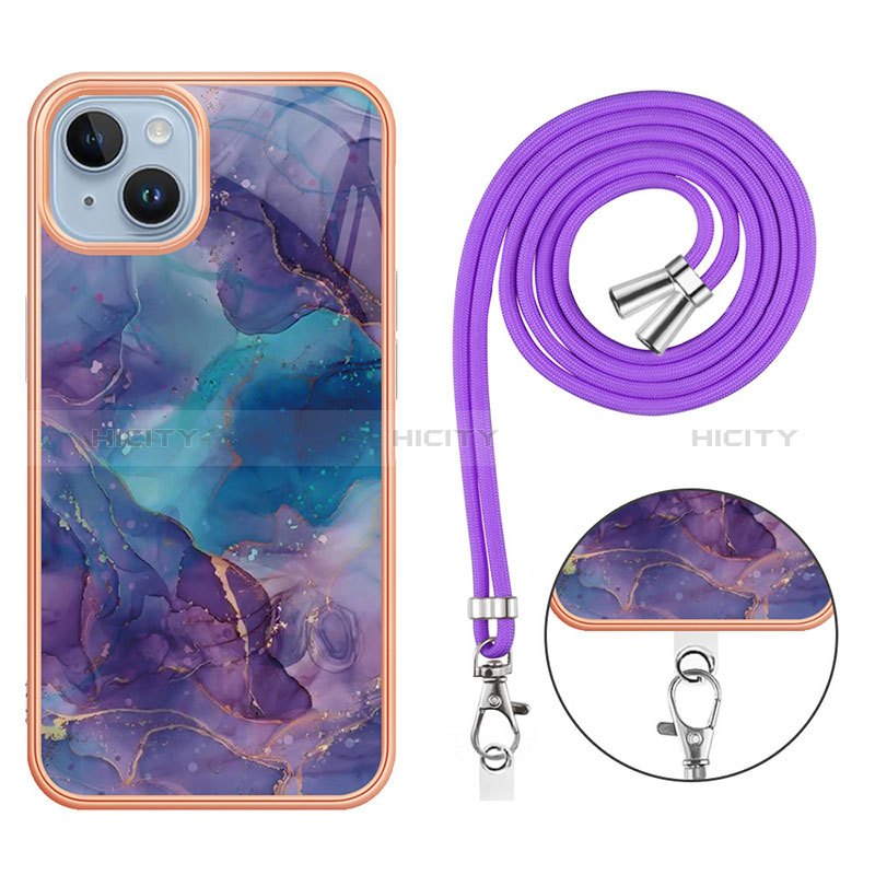 Coque Silicone Motif Fantaisie Souple Couleur Unie Etui Housse avec Laniere Strap Y07B pour Apple iPhone 14 Plus Plus