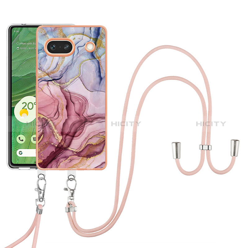 Coque Silicone Motif Fantaisie Souple Couleur Unie Etui Housse avec Laniere Strap Y07B pour Google Pixel 7a 5G Mixte Plus