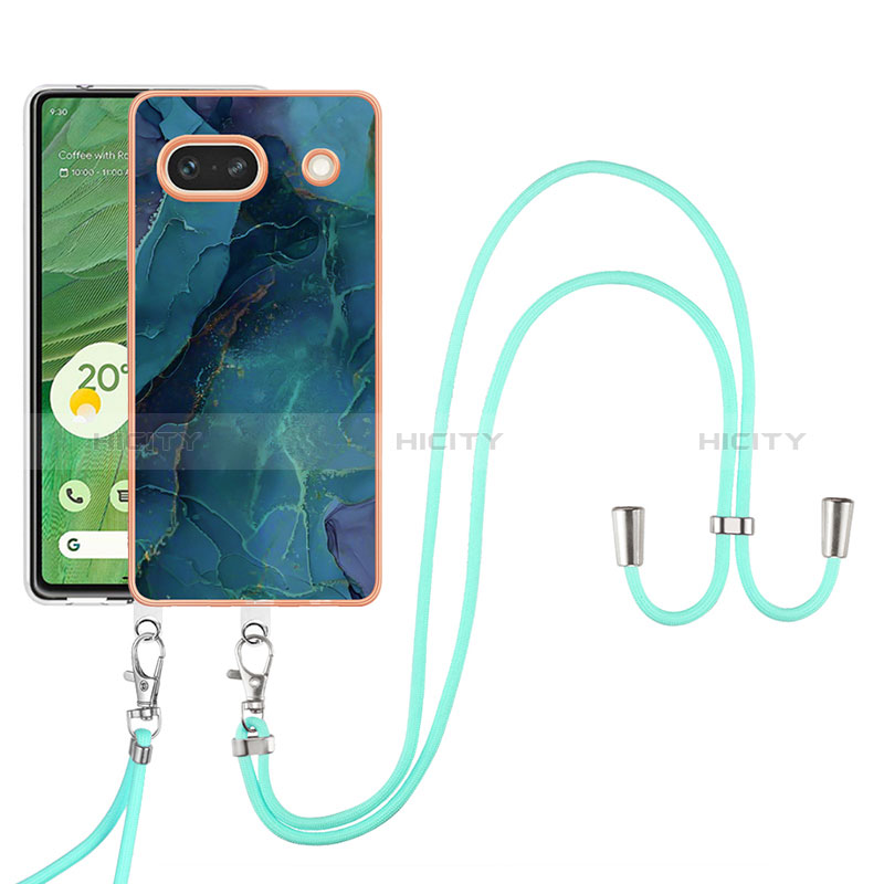 Coque Silicone Motif Fantaisie Souple Couleur Unie Etui Housse avec Laniere Strap Y07B pour Google Pixel 7a 5G Plus