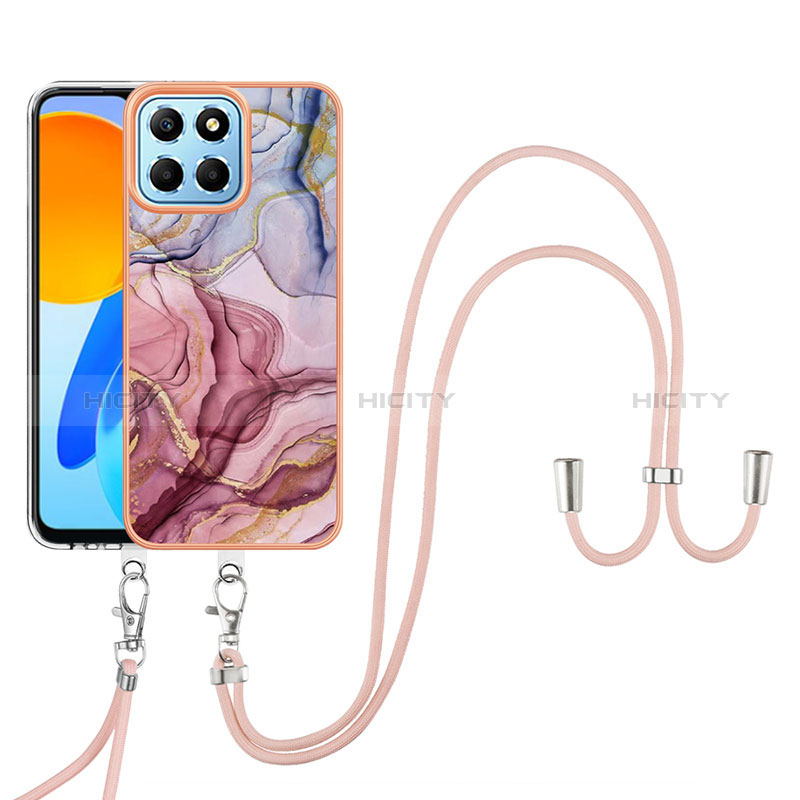 Coque Silicone Motif Fantaisie Souple Couleur Unie Etui Housse avec Laniere Strap Y07B pour Huawei Honor X8 5G Mixte Plus