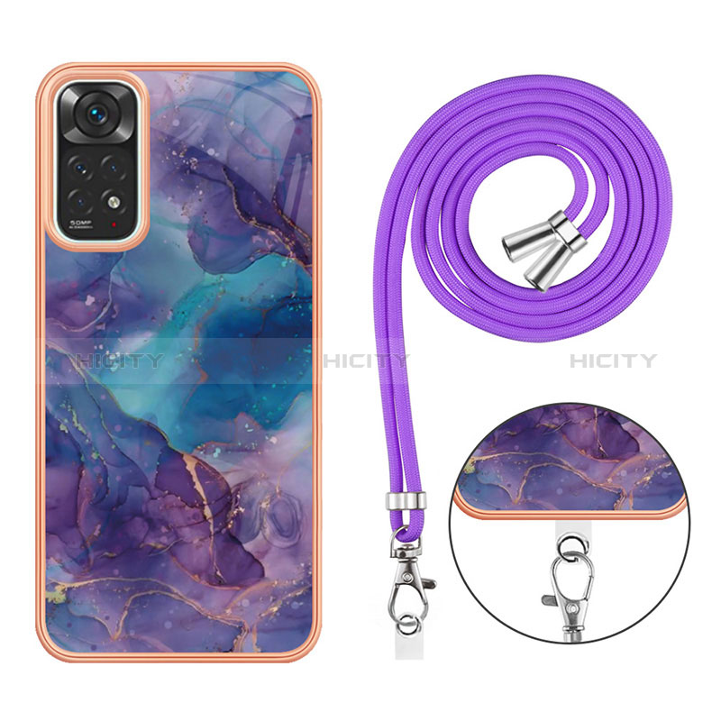 Coque Silicone Motif Fantaisie Souple Couleur Unie Etui Housse avec Laniere Strap YB1 pour Xiaomi Redmi Note 11 4G (2022) Plus