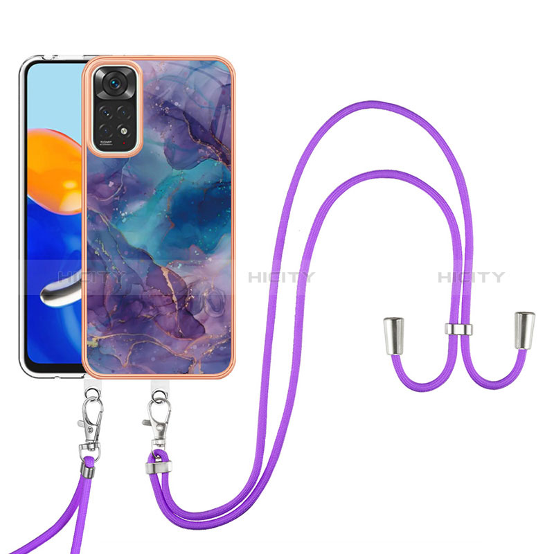 Coque Silicone Motif Fantaisie Souple Couleur Unie Etui Housse avec Laniere Strap YB1 pour Xiaomi Redmi Note 11 4G (2022) Plus