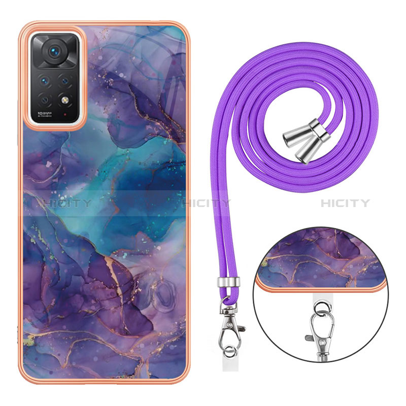 Coque Silicone Motif Fantaisie Souple Couleur Unie Etui Housse avec Laniere Strap YB1 pour Xiaomi Redmi Note 11 Pro 5G Plus