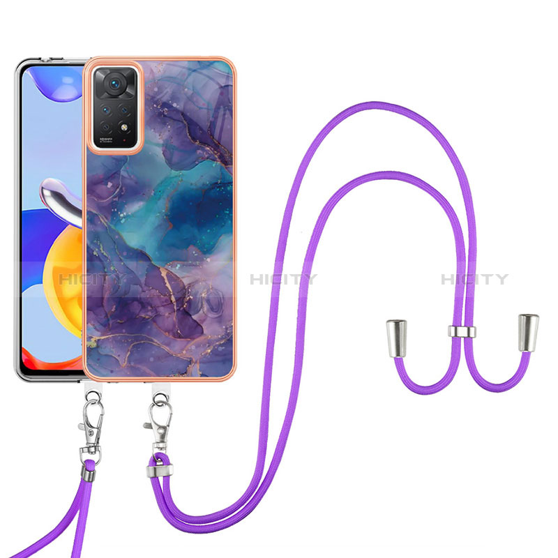 Coque Silicone Motif Fantaisie Souple Couleur Unie Etui Housse avec Laniere Strap YB1 pour Xiaomi Redmi Note 11 Pro 5G Plus