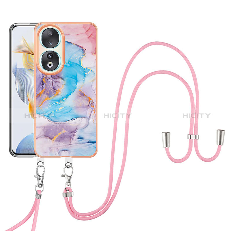 Coque Silicone Motif Fantaisie Souple Couleur Unie Etui Housse avec Laniere Strap YB3 pour Huawei Honor 90 5G Plus