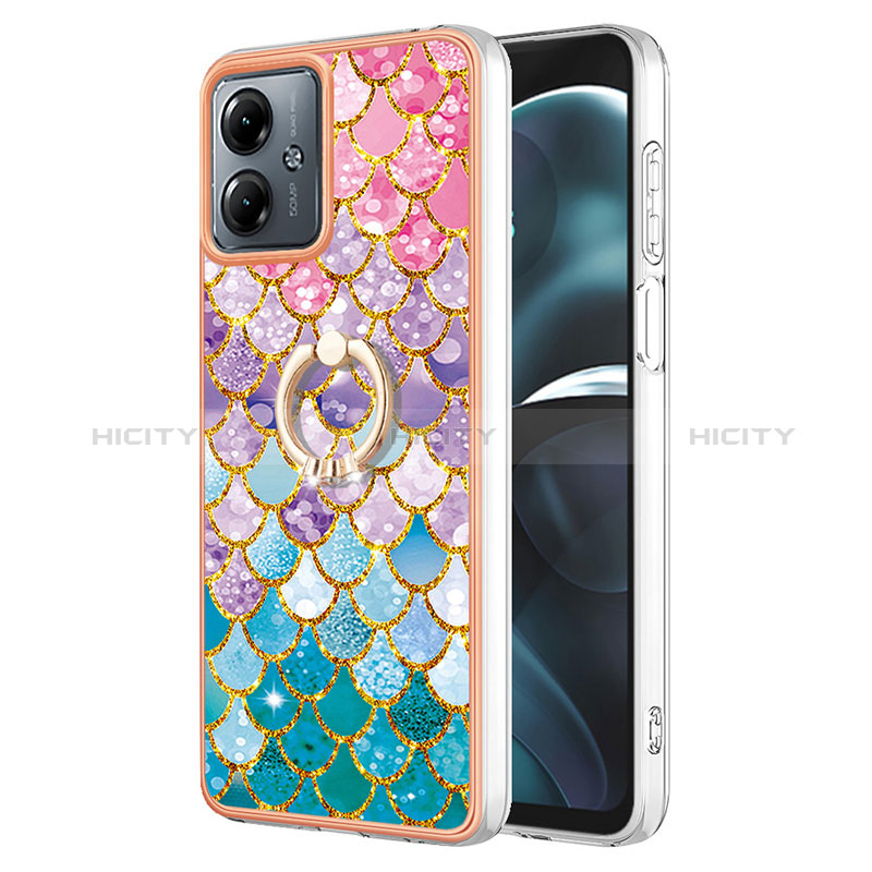 Coque Silicone Motif Fantaisie Souple Couleur Unie Etui Housse avec Laniere Strap YB3 pour Motorola Moto G14 Colorful Plus