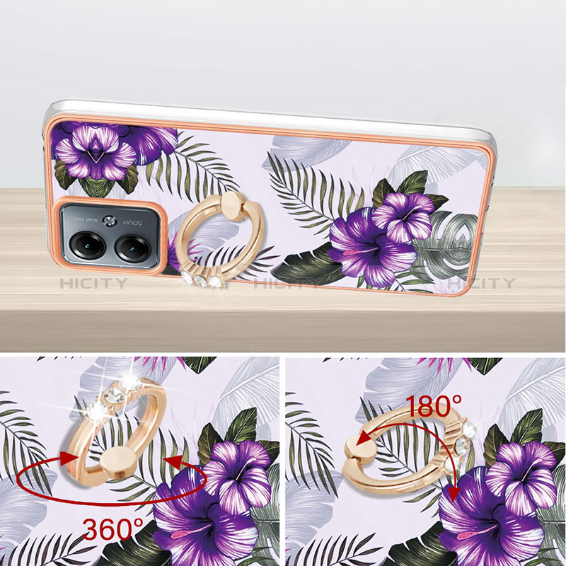 Coque Silicone Motif Fantaisie Souple Couleur Unie Etui Housse avec Laniere Strap YB3 pour Motorola Moto G14 Plus