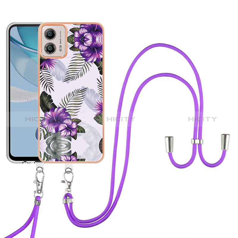 Coque Silicone Motif Fantaisie Souple Couleur Unie Etui Housse avec Laniere Strap YB3 pour Motorola Moto G53j 5G Plus