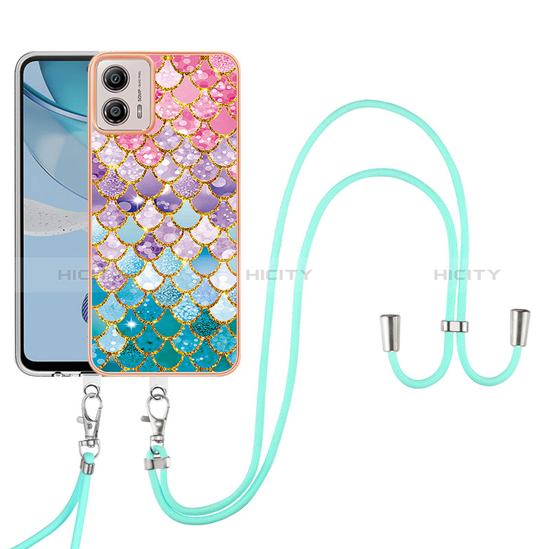 Coque Silicone Motif Fantaisie Souple Couleur Unie Etui Housse avec Laniere Strap YB3 pour Motorola Moto G53y 5G Plus