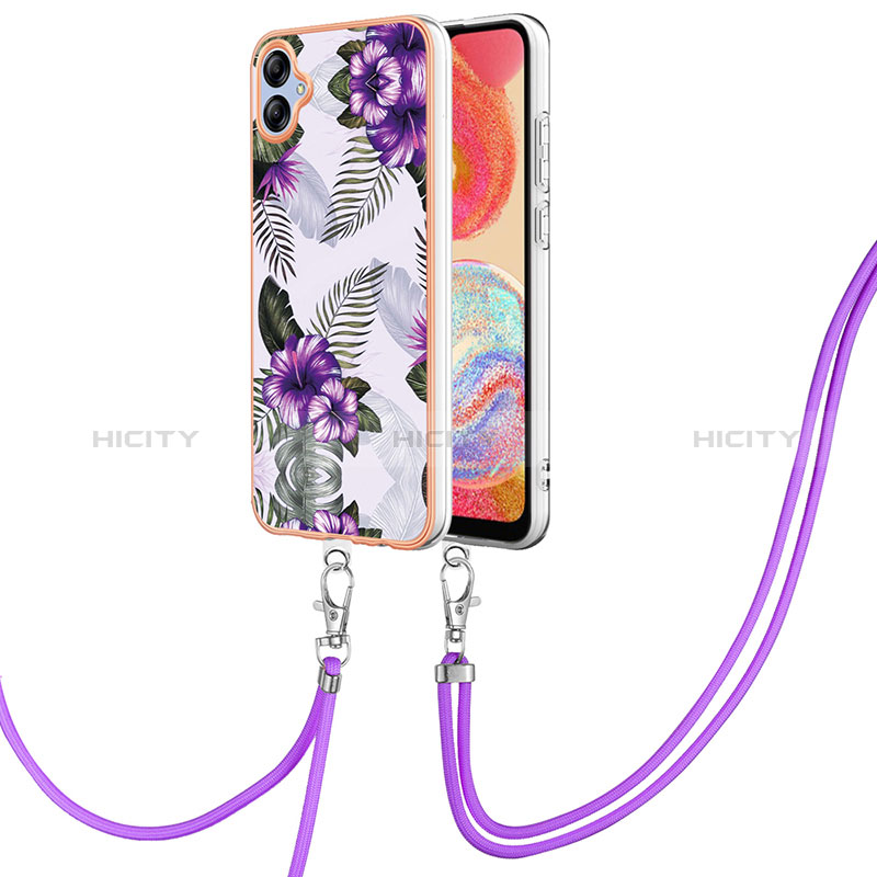 Coque Silicone Motif Fantaisie Souple Couleur Unie Etui Housse avec Laniere Strap YB3 pour Samsung Galaxy M04 Plus