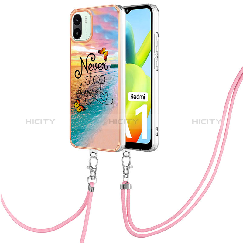 Coque Silicone Motif Fantaisie Souple Couleur Unie Etui Housse avec Laniere Strap YB3 pour Xiaomi Poco C50 Mixte Plus