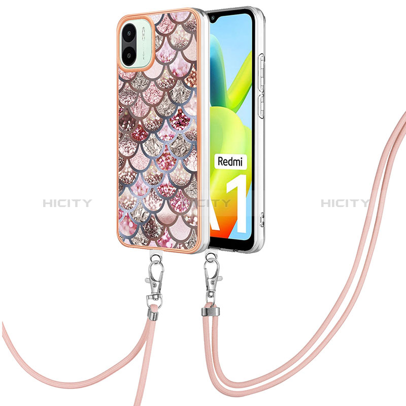 Coque Silicone Motif Fantaisie Souple Couleur Unie Etui Housse avec Laniere Strap YB3 pour Xiaomi Poco C50 Plus