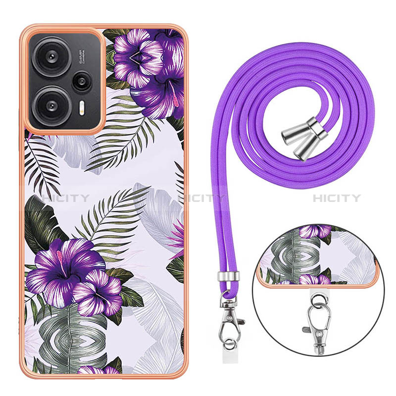 Coque Silicone Motif Fantaisie Souple Couleur Unie Etui Housse avec Laniere Strap YB3 pour Xiaomi Poco F5 5G Plus