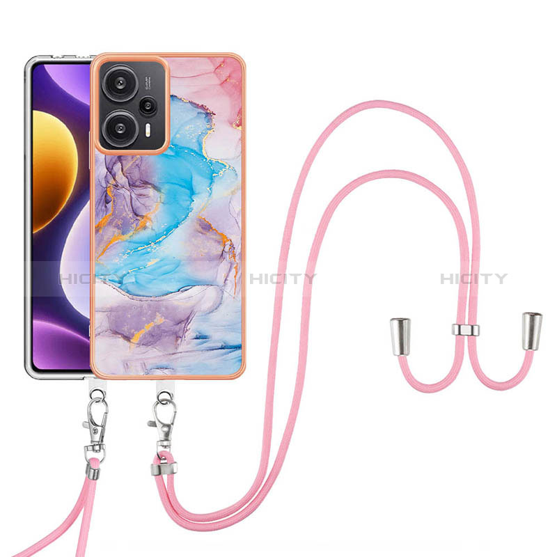 Coque Silicone Motif Fantaisie Souple Couleur Unie Etui Housse avec Laniere Strap YB3 pour Xiaomi Poco F5 5G Plus