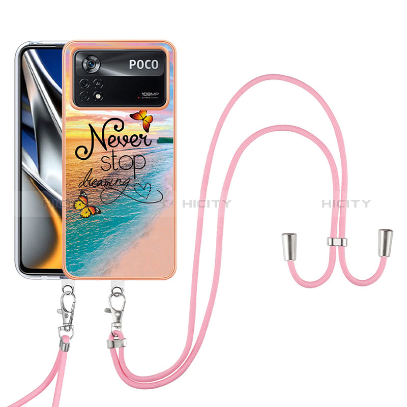 Coque Silicone Motif Fantaisie Souple Couleur Unie Etui Housse avec Laniere Strap YB3 pour Xiaomi Poco X4 Pro 5G Mixte Plus