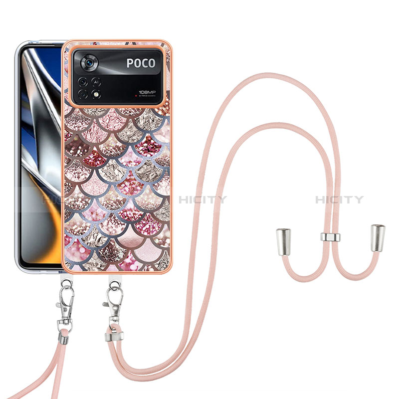 Coque Silicone Motif Fantaisie Souple Couleur Unie Etui Housse avec Laniere Strap YB3 pour Xiaomi Poco X4 Pro 5G Plus