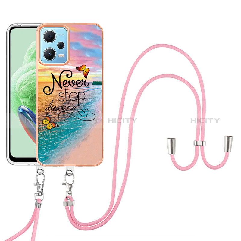 Coque Silicone Motif Fantaisie Souple Couleur Unie Etui Housse avec Laniere Strap YB3 pour Xiaomi Poco X5 5G Plus