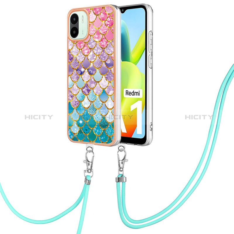 Coque Silicone Motif Fantaisie Souple Couleur Unie Etui Housse avec Laniere Strap YB3 pour Xiaomi Redmi A1 Colorful Plus